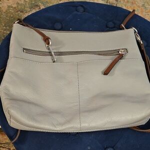 Elegant Gray Leather Crossbody Bag